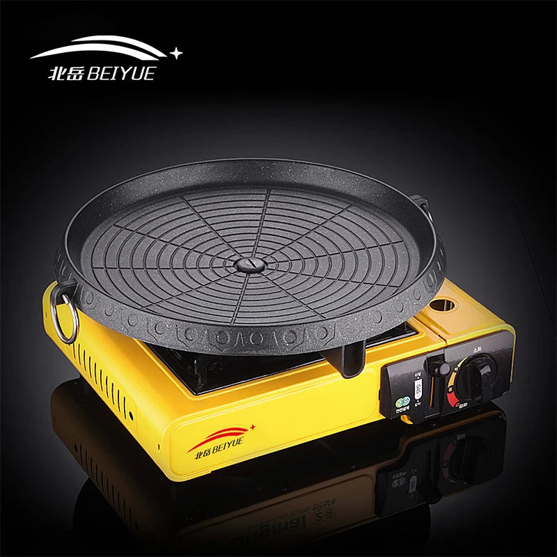 BEIYUE 31CM Korean Grill Pan Durable Multiuse Heavy Duty Portable Kitchen Tool Frying for Yard Restaurant Home Barbecue Baking